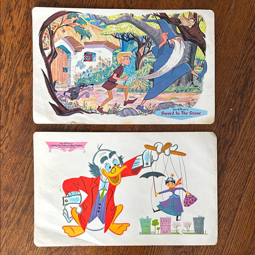 Vintage 1961 & 1963 Disney Placemats